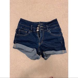 High waisted denim shorts